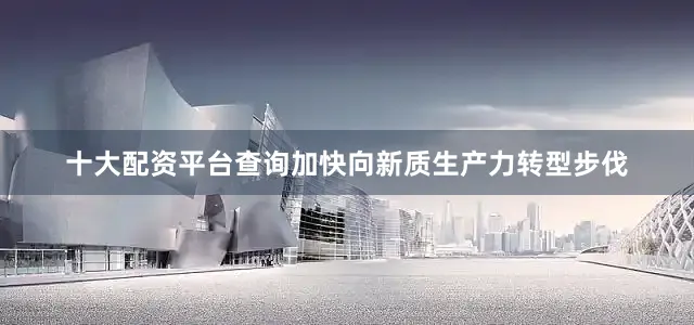 十大配资平台查询加快向新质生产力转型步伐